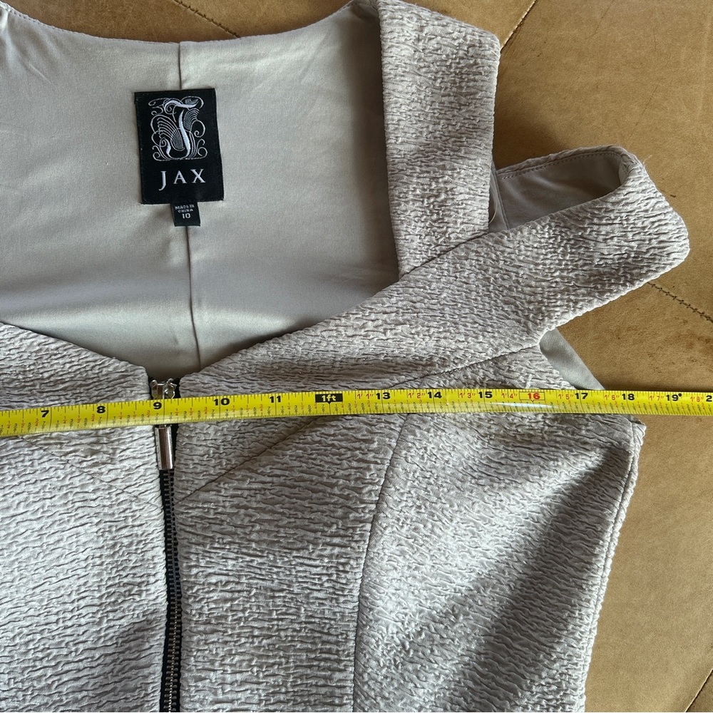 JAX Bodycon Shimmer Silver Sexy Full Front Zip Elegant Cocktail Dress, 10 - Picture 12 of 13